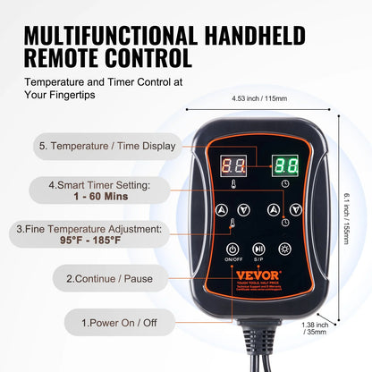 VEVOR Sauna Blanket for Detoxification, Portable Far Infrared Sauna for Home, PU Sauna Bag W/ Therapy Stones & Carbon Fiber Heating, 1-6 Level Adjustable Temp 95-185¨H, 1-60 Minutes Timer, 75 X 35In